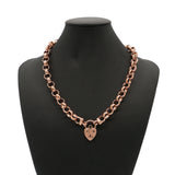 18ct Heavy Rose Gold Plated 10mm Belcher Chain Necklace with a Small Plain Locket