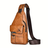 NNETM Men’s Wear-Resistant PU Leather Crossbody Chest Bag