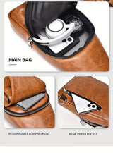 NNETM Men’s Wear-Resistant PU Leather Crossbody Chest Bag