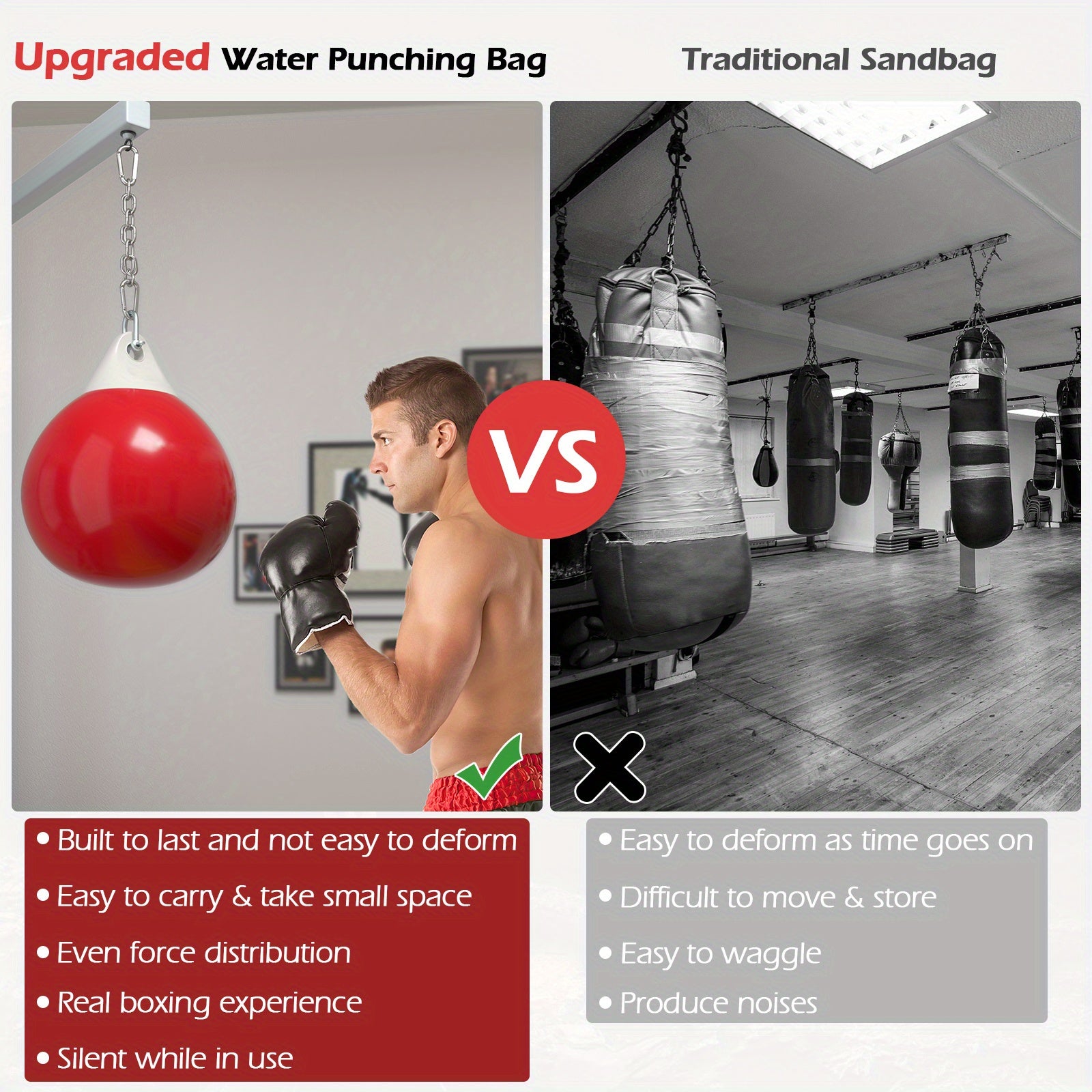 50kg Heavy-Duty Water Punching Bag(Red)