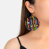 Stunning Woman's Wooden Bohemian Colourful Round Dangle Funky Statement Earrings
