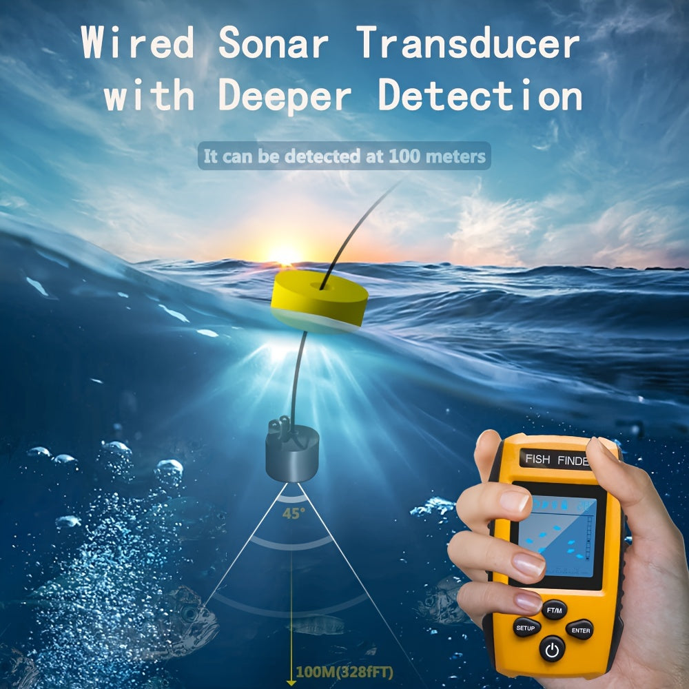 Wired Portable Sonar Fish Finder with Depth Alarm-3