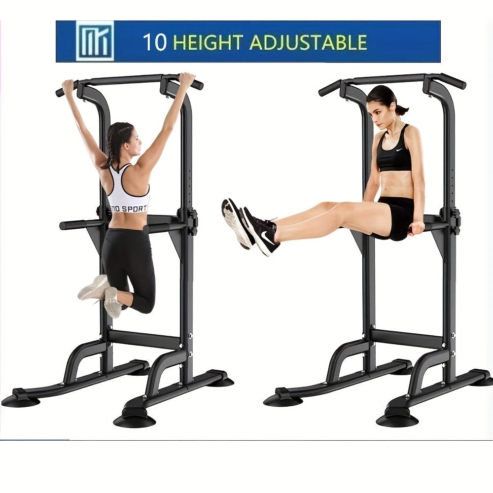 Foldable 10-Level Pull Up Tower – Pull Up Bar & Push Knee Raise Station(Black)