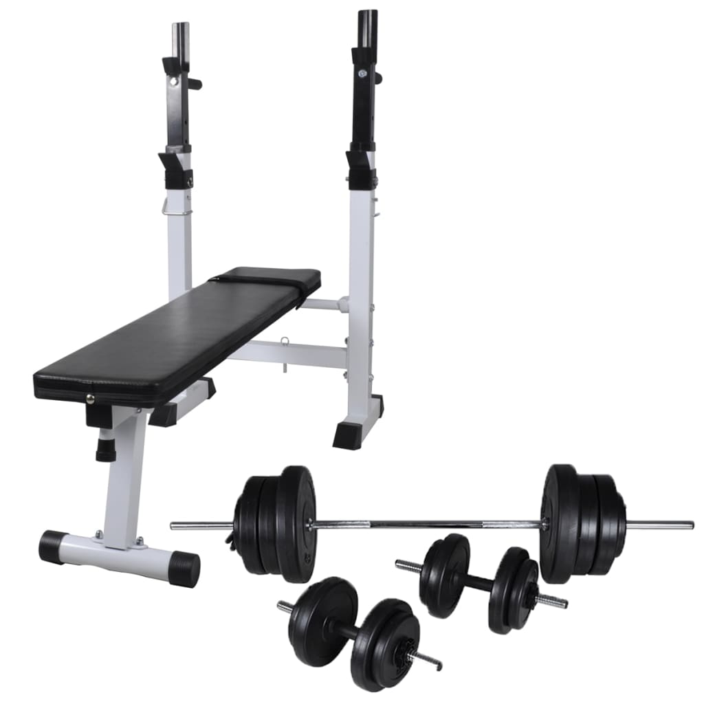 NNEVL Workout Bench with Weight Rack Barbell and Dumbbell Set 60.5kg