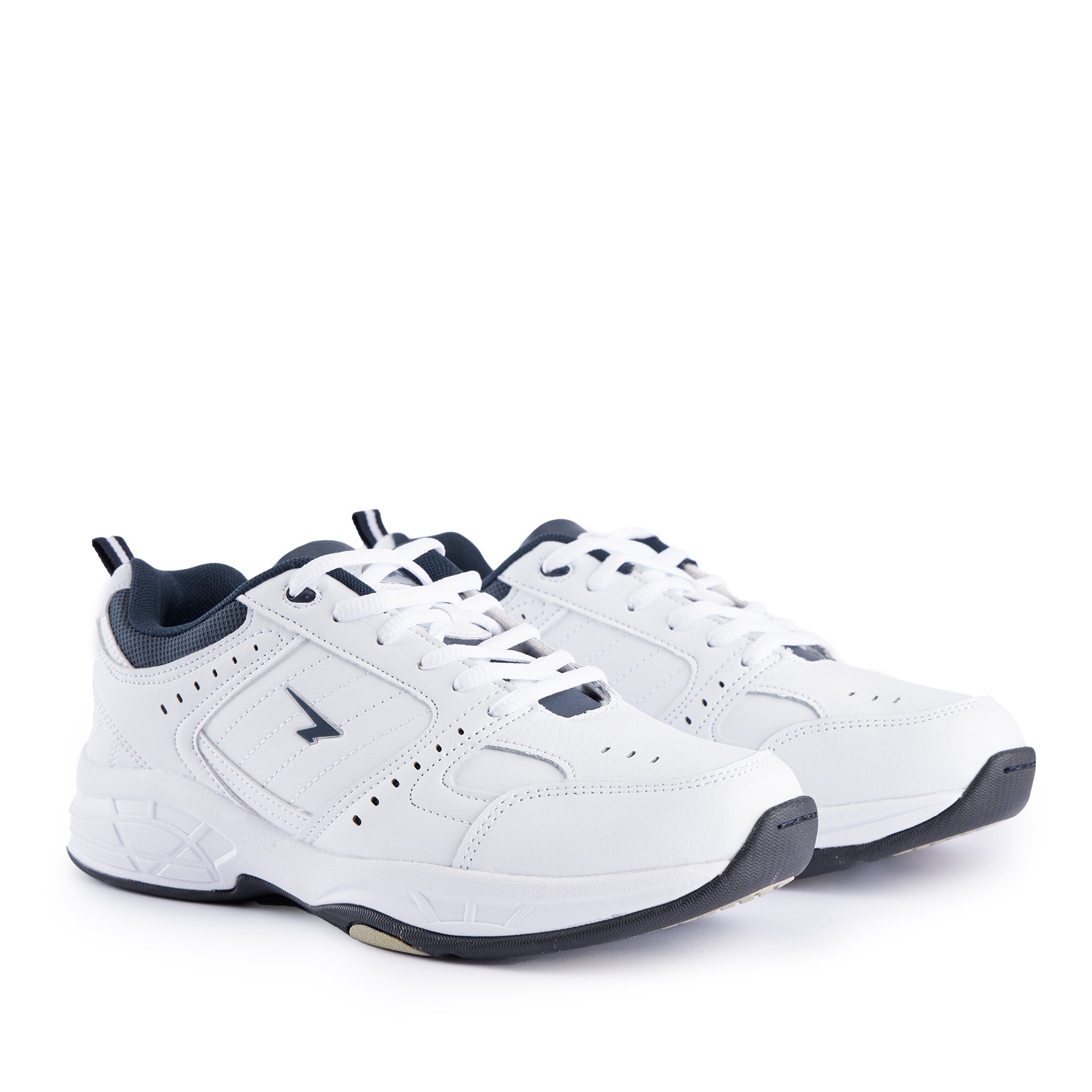 Defy Senior Leather Lace Up Cross Trainer - White Navy