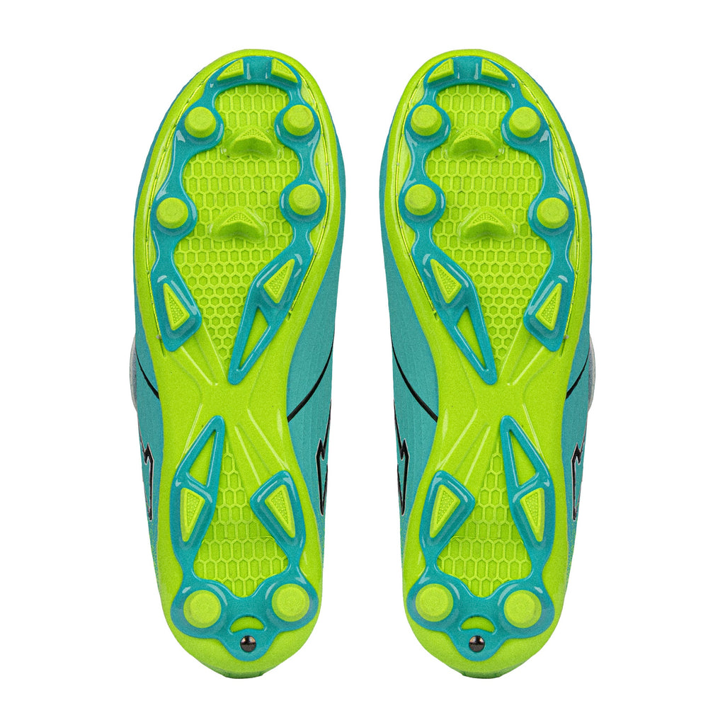 Equaliser Junior Football Boots - Aqua/Lime V Strap
