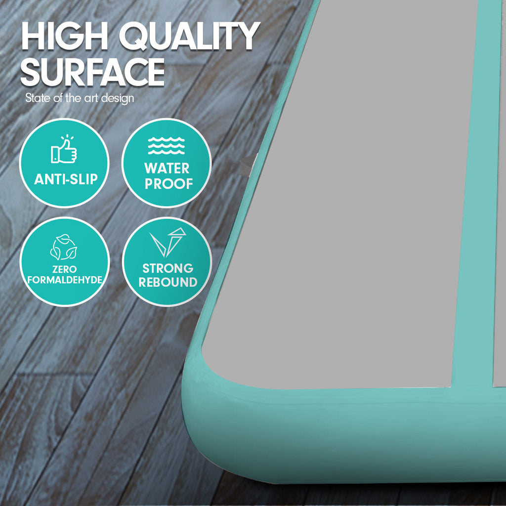 NNEDPE 4m x 2m Air Track Gymnastics Mat Tumbling Exercise - Grey Green