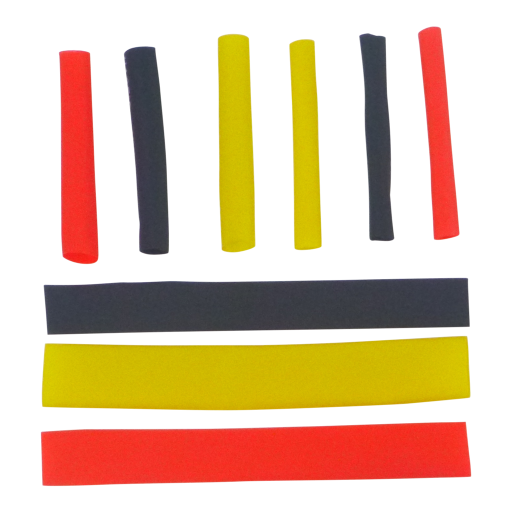 Swimerz Assist Hook Sleeves, 3mm Shrink Tube, Black, Yellow & Red, 50mmL. Qty 45.-1