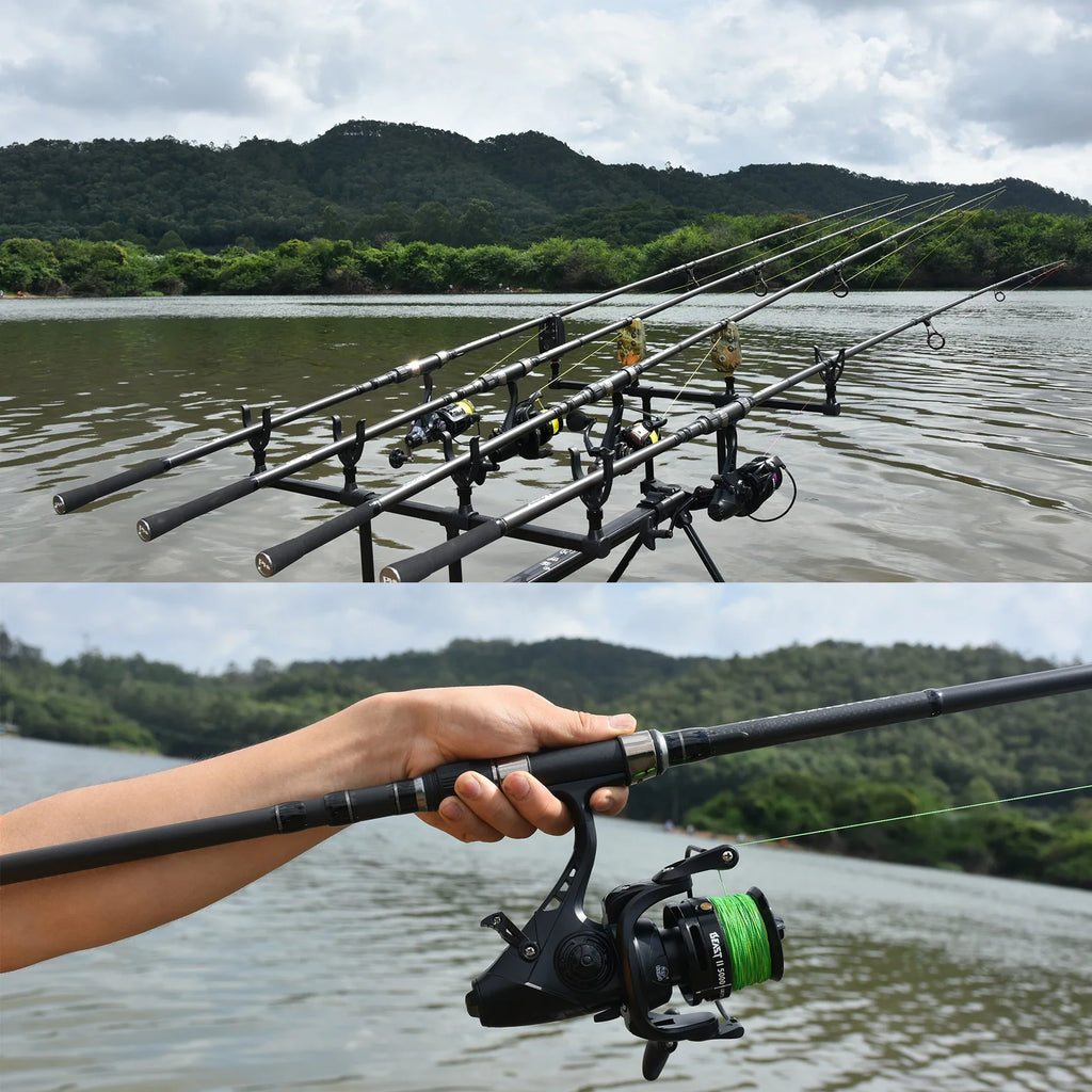 NNEOBA 2-Tips 4.2m Carbon Fiber Carp Fishing Rod Grey-1