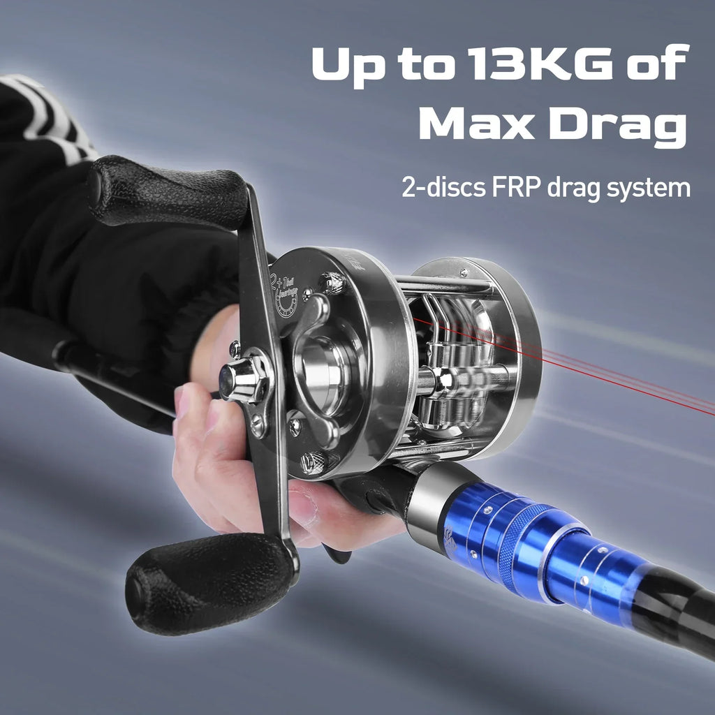 Flag Round Baitcasting Reel 5000 13kg Max DragRight Hand Silver-2