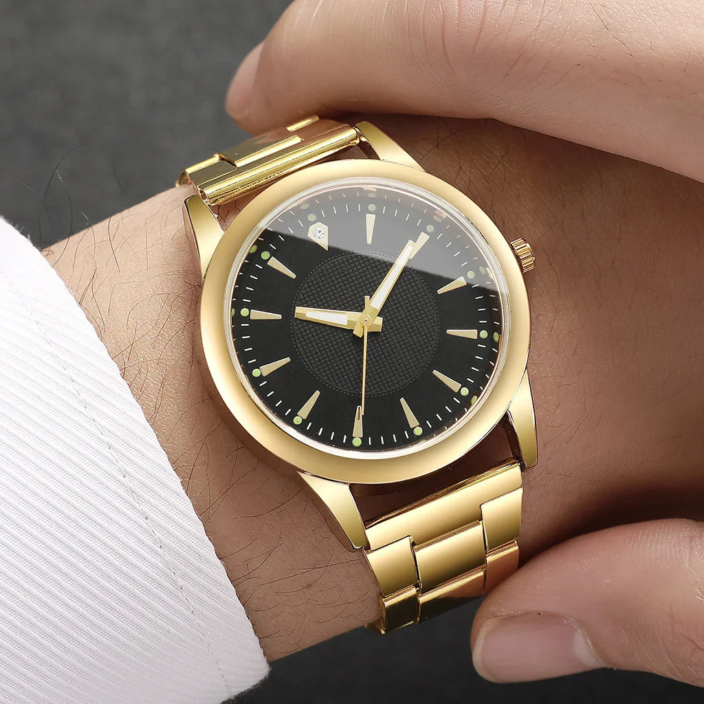 Couple Quartz Gold Watches Set