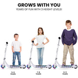 NNEMB Electric Scooter, Ages 5-11, Adjustable Height, Lithium Battery, Brushless Motor, White