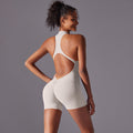 NNEDSZ Size L White Gray High-Impact Seamless Bodysuit - Nude Feel Yoga & Fitness Romper