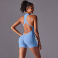 NNEDSZ Size M Light Blue High-Impact Seamless Bodysuit - Nude Feel Yoga & Fitness Romper