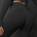 NNEDSZ Size L Black Seamless High-Waisted Yoga Pants for Women - Lift Workout Leggings for Running, Gym, and Fitness