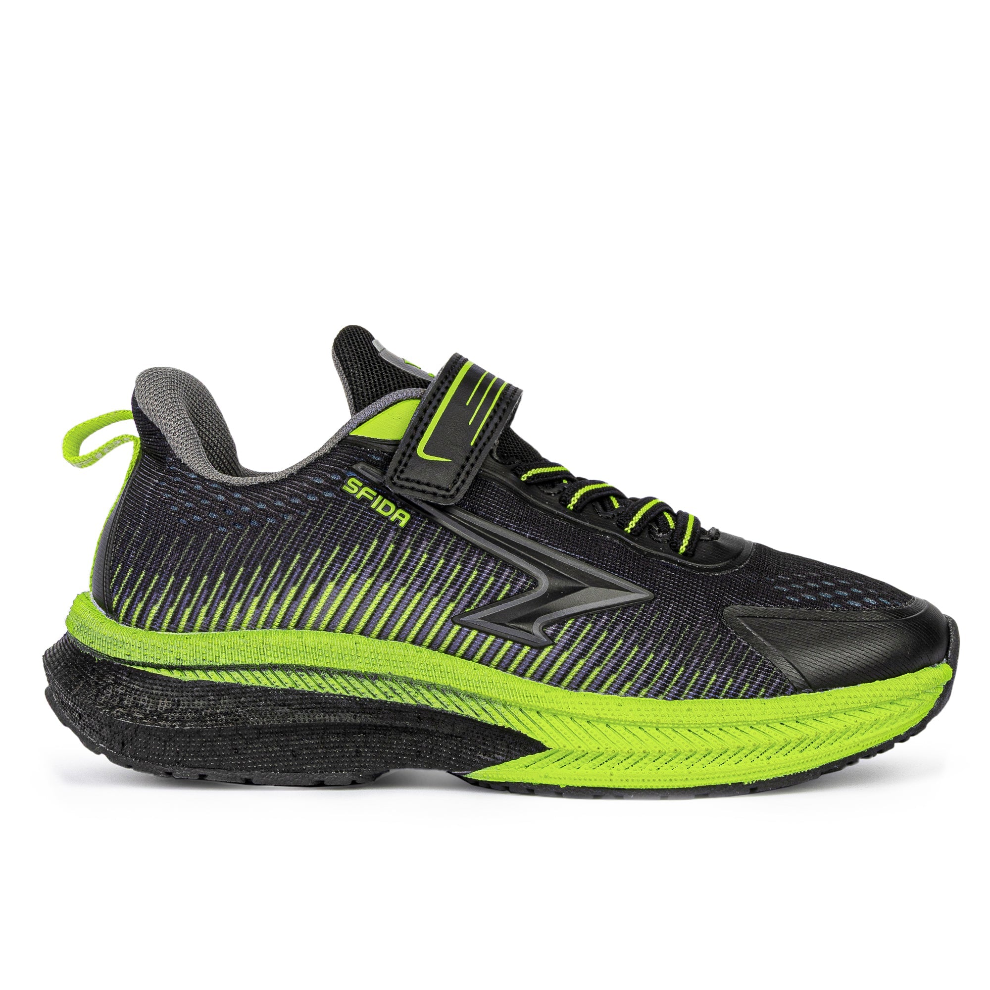 Zephyr 2.0 Boys Runners - Black/Lime V Strap