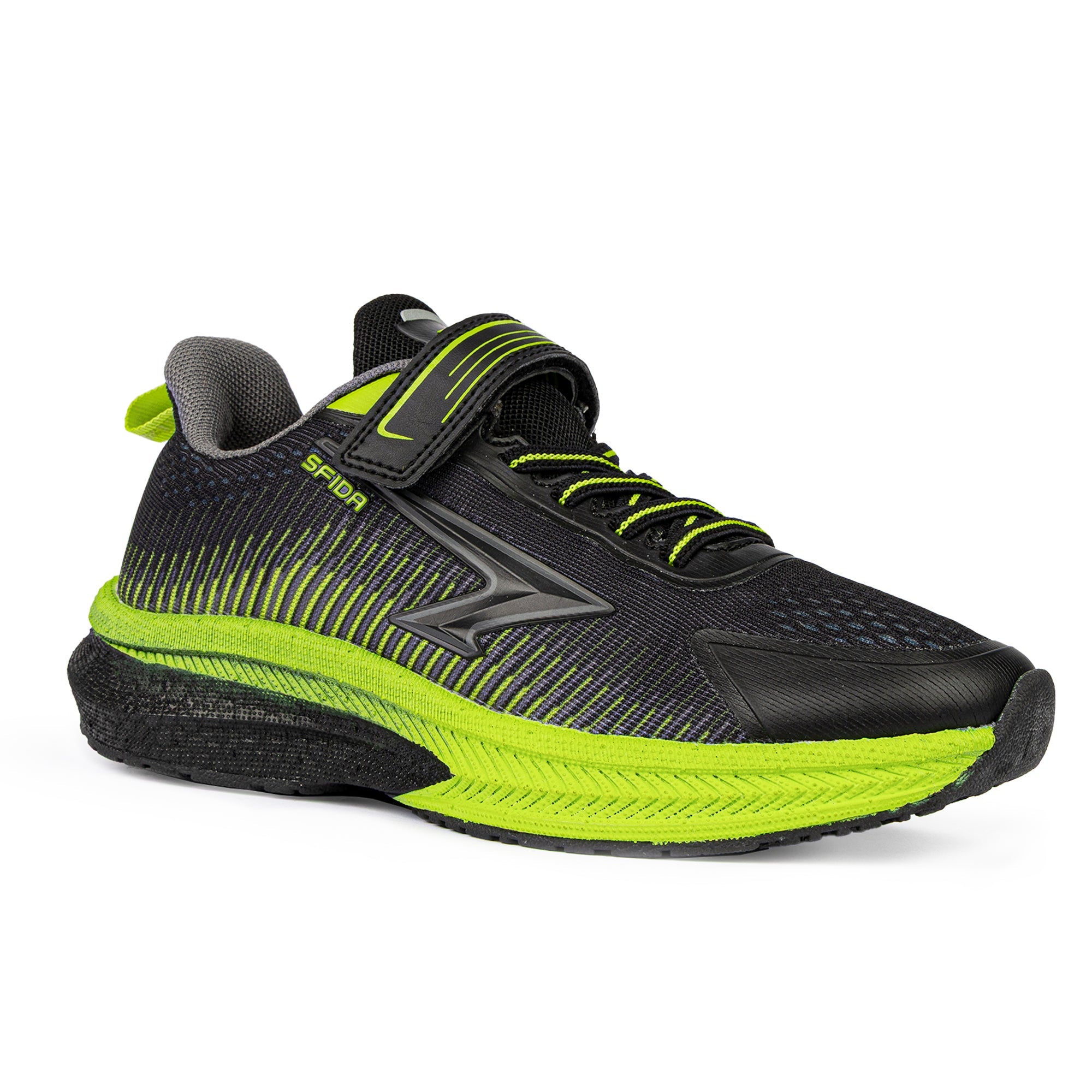 Zephyr 2.0 Boys Runners - Black/Lime V Strap