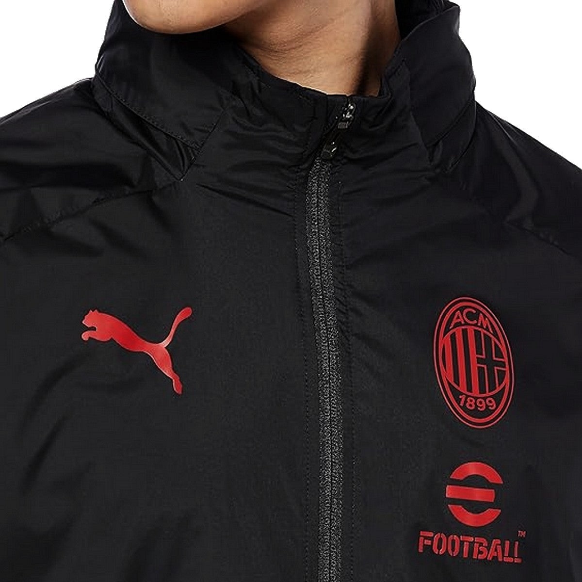 AC Milan black soccer training rain jacket 2023/24 - Puma