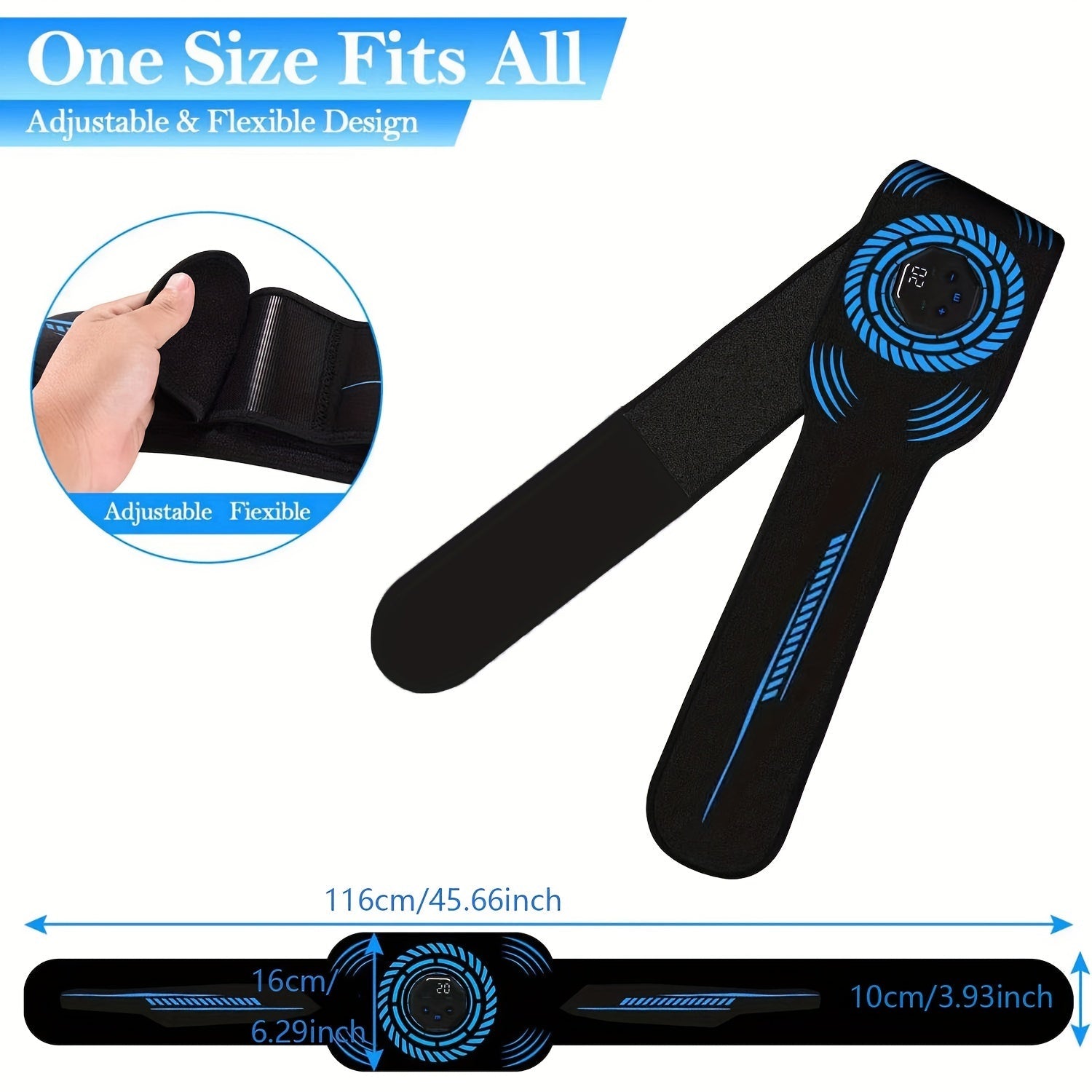 NNETM USB Rechargeable Ab Massage Belt – 6 Modes(Black)