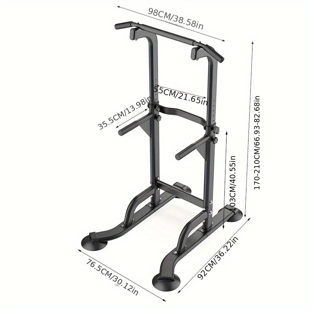 Foldable 10-Level Pull Up Tower – Pull Up Bar & Push Knee Raise Station(Black)