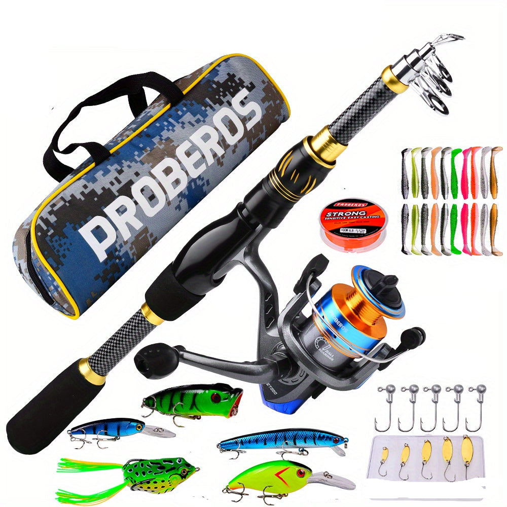 Fishing Rod Reel Combo Kit with Lures and Bag-0