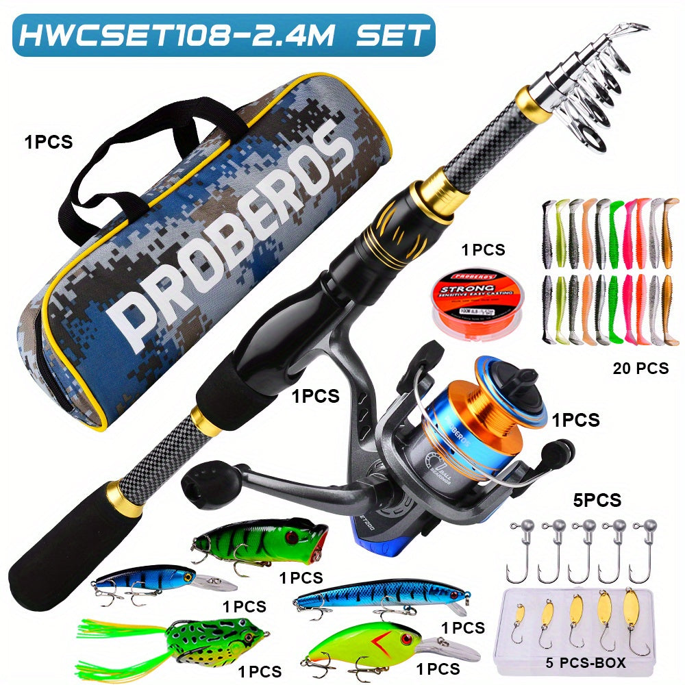 Fishing Rod Reel Combo Kit with Lures and Bag-2