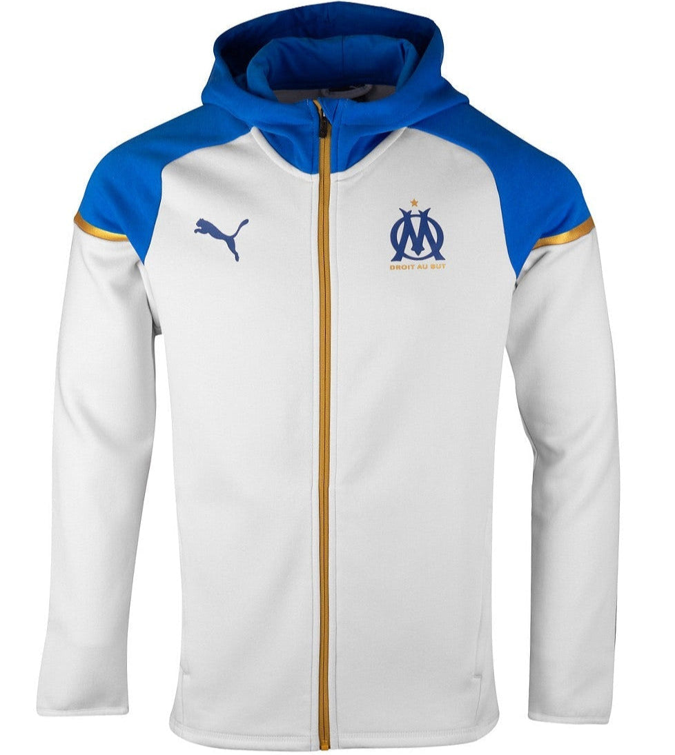 Olympique Marseille white/blue Casual hooded presentation jacket 2023/24 - Puma