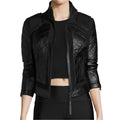 Women's PU Leather Bomber Jacket-0